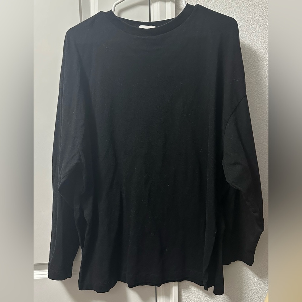 Topshop Black Long-Sleeve Crewneck Tee